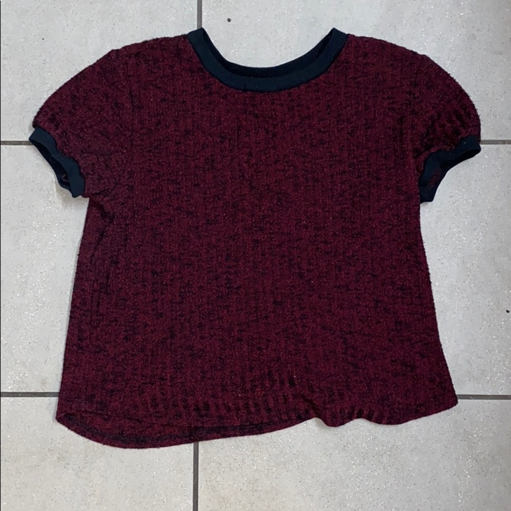 Red and black stripped tee